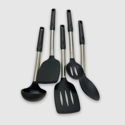 6 Piece Stainless Steel Tools with Silicone Head and Handles