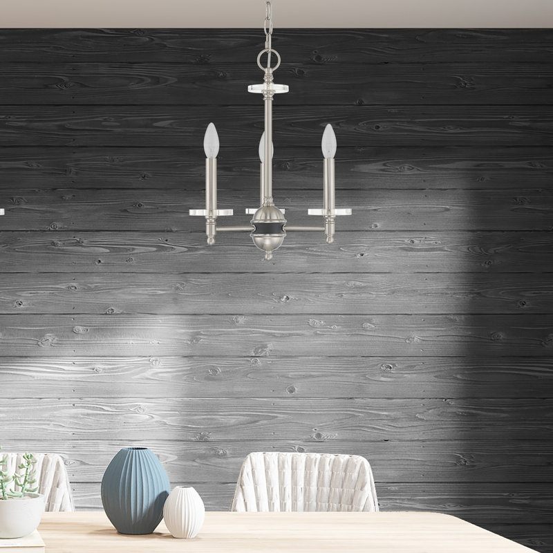 Christofer 3 - Light Dimmable Classic / Traditional Chandelier, Brushed Nickel