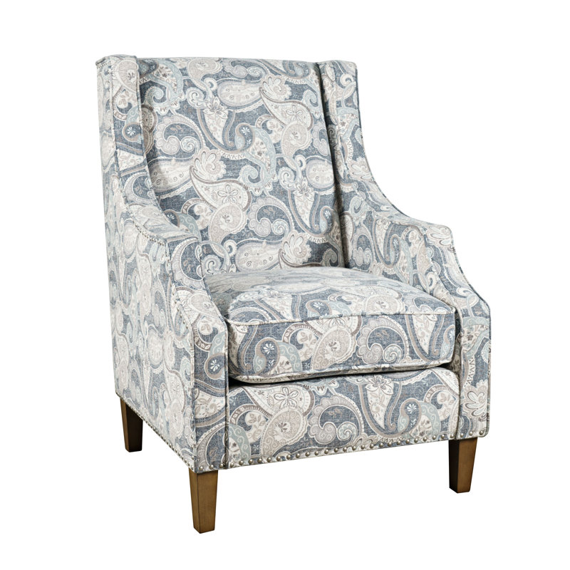 Crownover 71.12Cm Wide Polyester Armchair, Denim Paisley