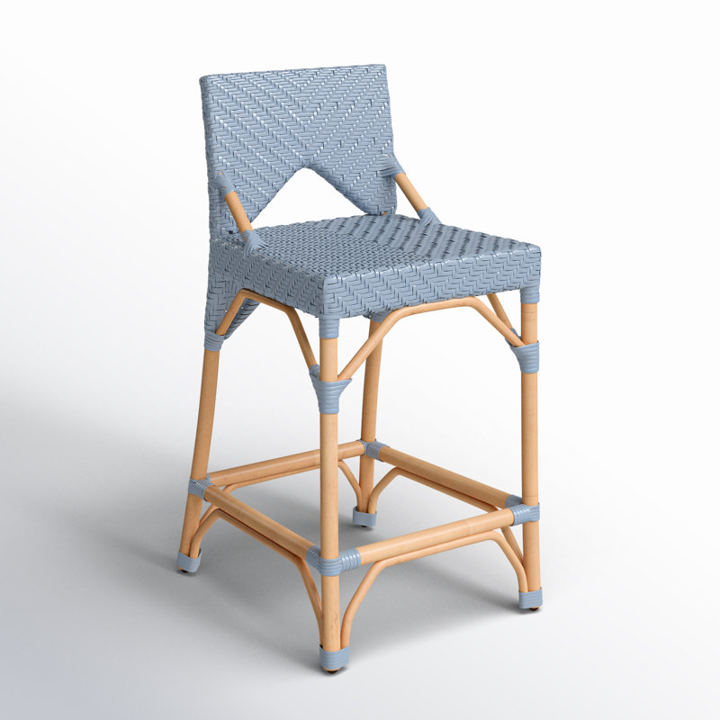 Estela Rattan Counter Stool, Blue, Blue