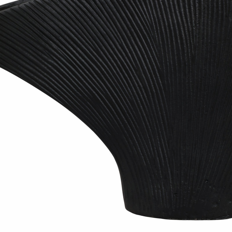 Modern Aluminum Metal Vase with Sculptural Design and Textured Finish, 7" H x 12" W x 3" D