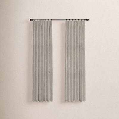 Vienne Linen Herringbone Stripe Curtain in Natural