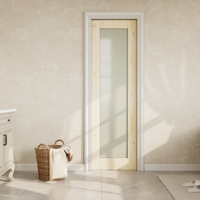 Porte coulissante en pin 1-Lite