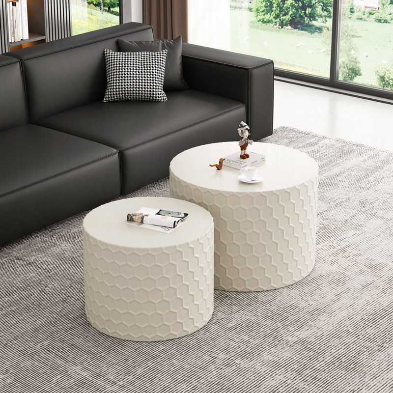 Table basse gigogne (ensemble de 2 pièces), Beige