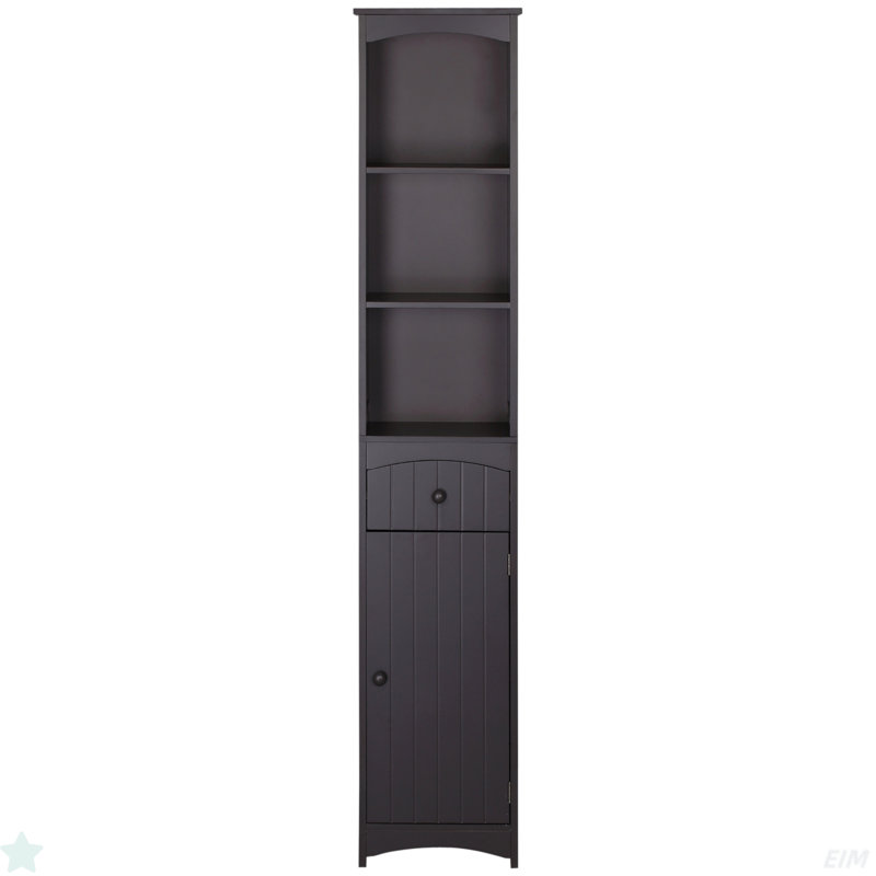 Armoire de rangement pour salle de bain, unité de rangement pour salle de bain autoportante, grande tour à linge avec tablettes à 3 niveaux et tiroir
