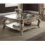 Table basse en verre transparent et finition taupe antique