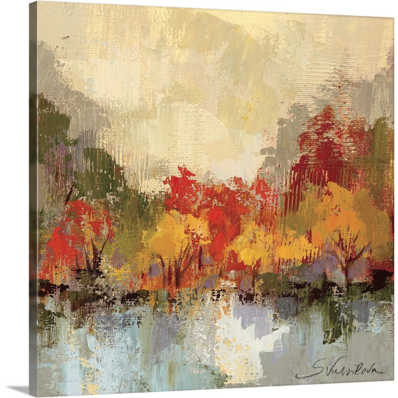 « automne riverside ii » par silvia vassileva,, reproduction d’art sur toile, H 16 po x l 16 po x P 1,25 po