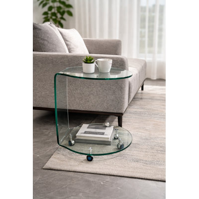 Table de bout en verre courbé Isobe