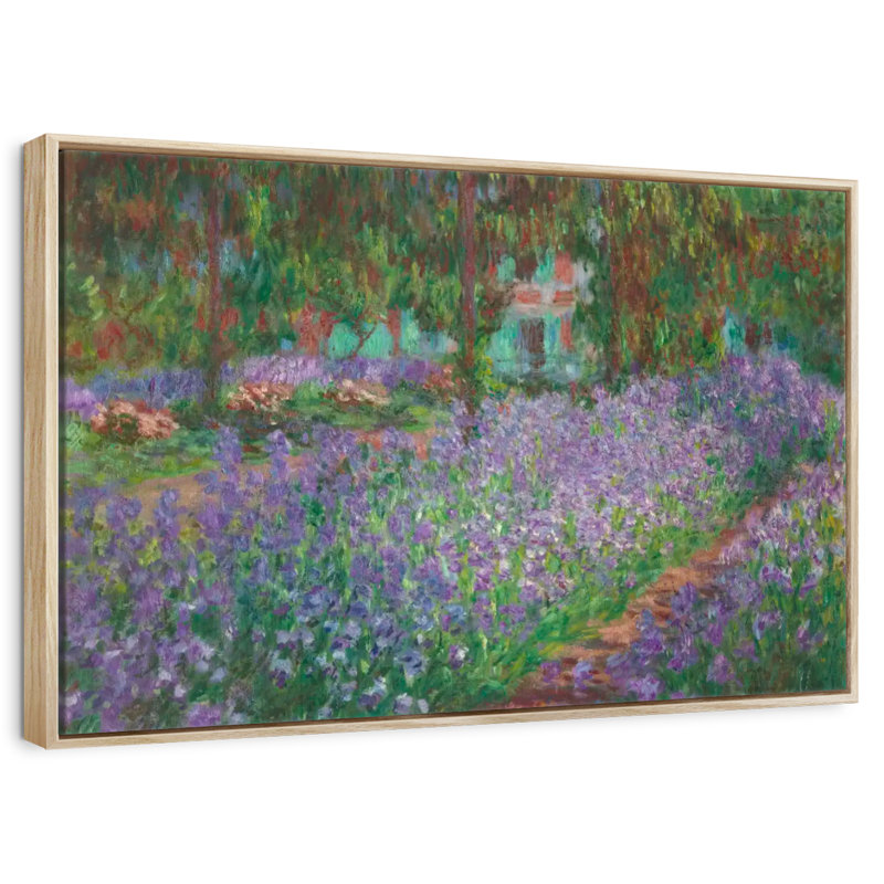 Le jardin de l'artiste à Giverny en 1900, 13 po x 9 po, Cadre flottant en bois naturel
