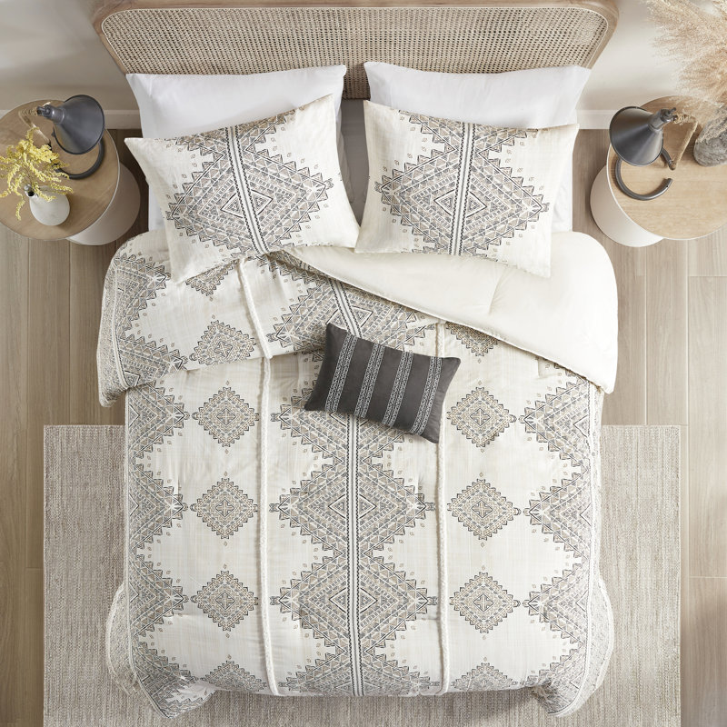 Édredon pour lit double / grand 4 pièces avec coussin décoratif. Noir / imprimé. Rembourrage. . Ingrédient d'inspiration mondiale. Imprimé lavable à la machine.