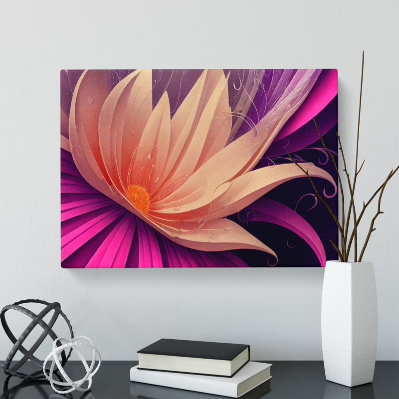 Positive Modern Flower - Wrapped Canvas Print, 35cm H x 50cm W x 3cm D