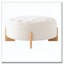 Repose-pieds rond capitonné 32 po avec pieds en bois massif, table basse moderne avec boutons touffetés-313670030