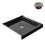Base de douche 36 po x 36 po en acrylique noir brillant avec bonde centrale, bonde incluse-114639149