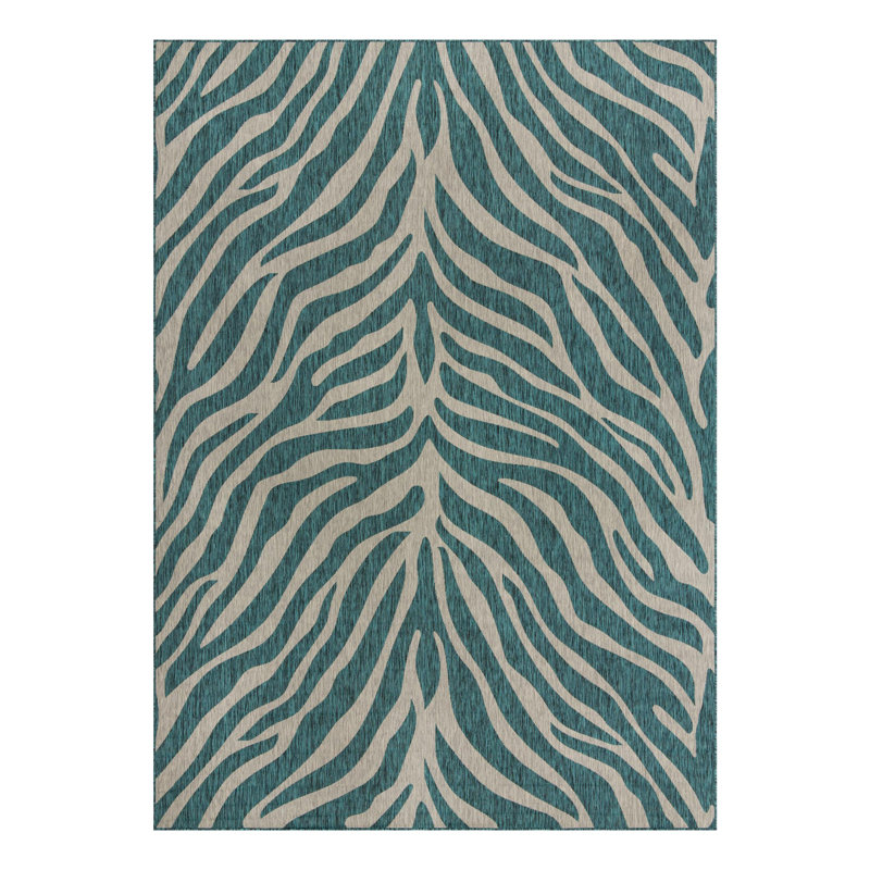 Teal Tsavo Indoor/Outdoor Safari Rug, Rectangle 10' x 14'