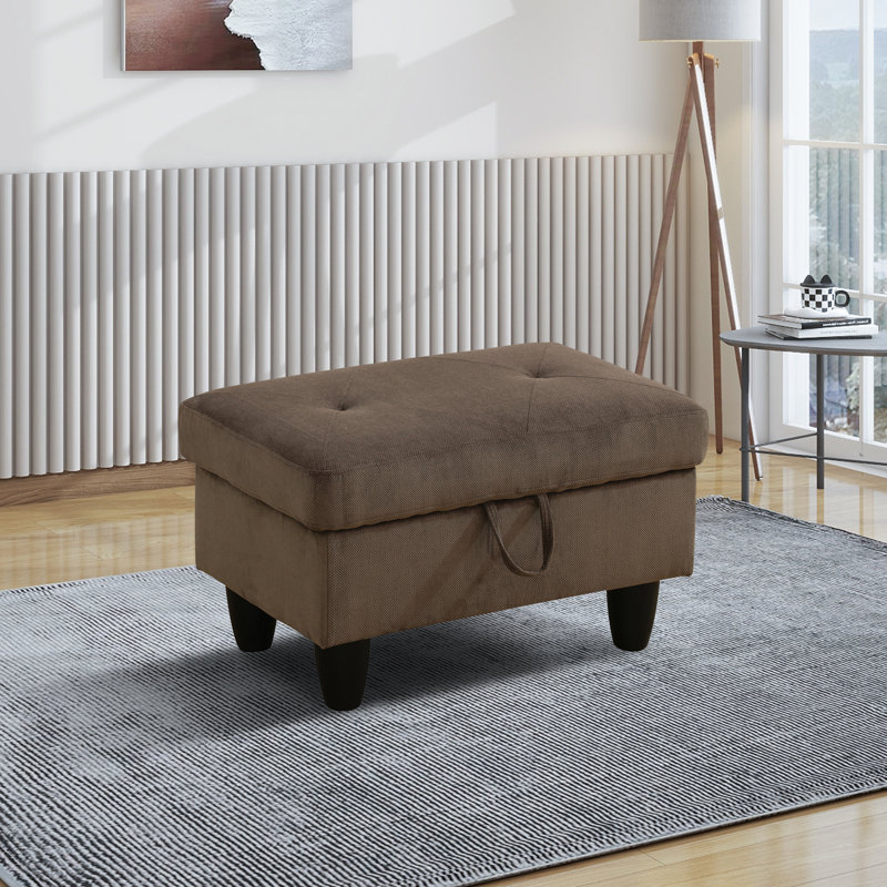 Rehmaan Upholstered Storage Bench, Brown Corduroy