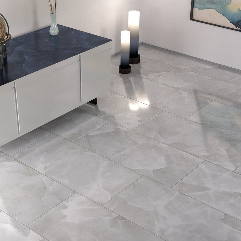 Geo Lush Porcelain Marble Look Wall & Floor Tile, Matte White
