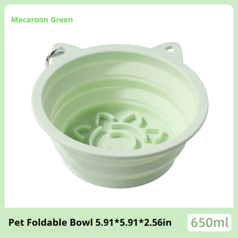 Bol pour animaux 3-en-1 pliable en silicone, Vert