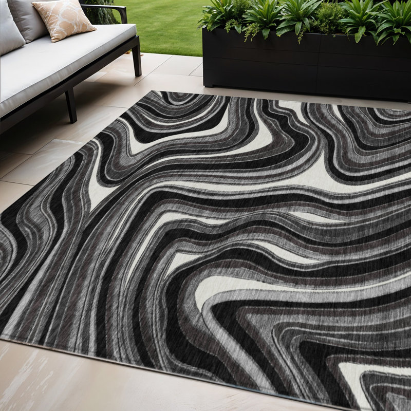 Tapis intérieur gris lavable abstrait 5 pi x 8 pi