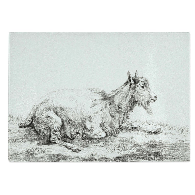 Tempered Glass Resting Goat by Jean Bernard Chopping Board, 39 cm W x 28.5 cm L