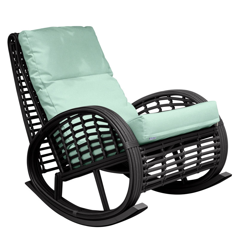 Dynasty Outdoor Rocker Chair, Black Mushroom, Canvas Air Blue Sunbrella® Canvas