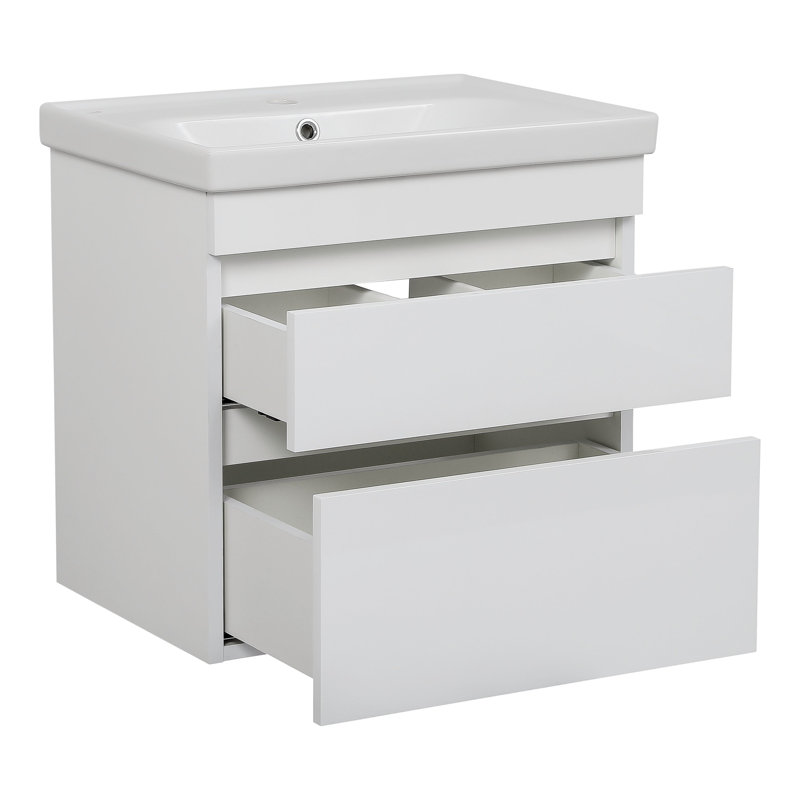 Meuble-lavabo mural moderne avec lavabo | Collection Niagara blanc ultrabrillant | Panneau de fibres à densité moyenne non toxique ignifuge 40 po Collection simple 24 po