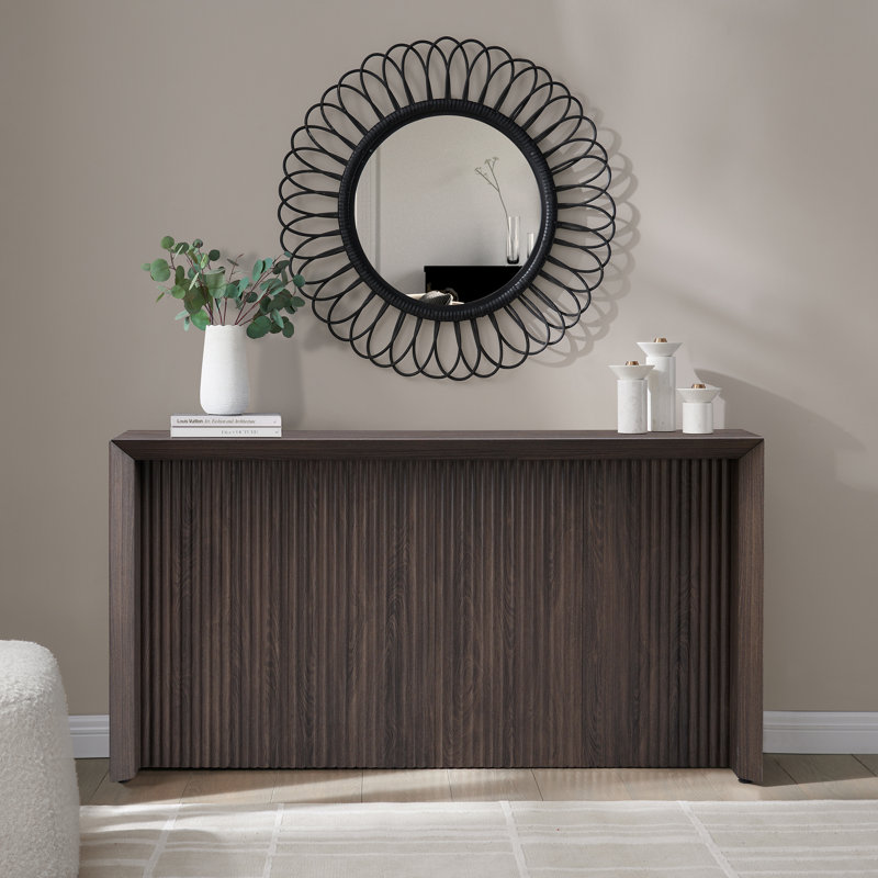 Adelma 56" Wide Rectangular Fluted Console Table, Alder Brown