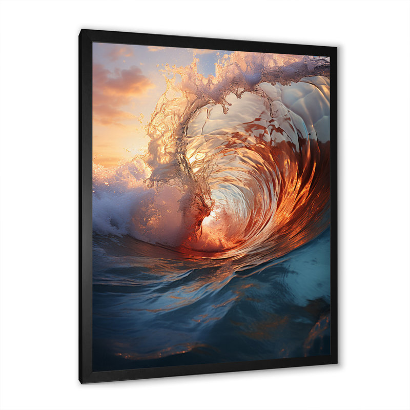 «Beach Photo Sunlit Waves» sur toile, Cadre photo noir, L 12 po x H 20 po