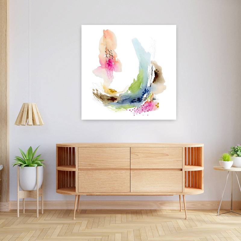 Abstrait aquarelle abstraite, art mural délicat contemporain, 36" H x 36" W