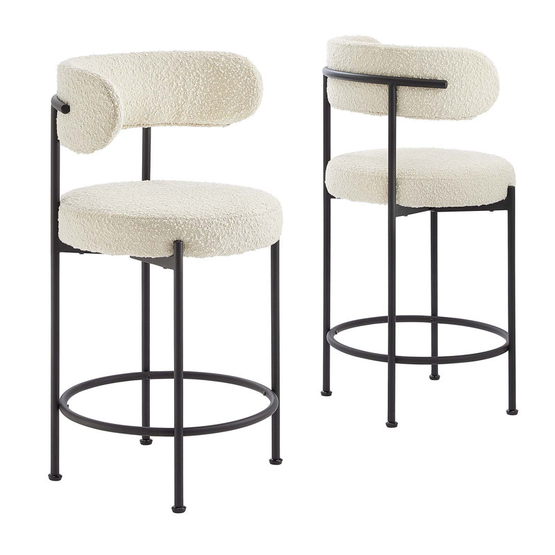Tabourets Modway Albie - ensemble de 2, Tabouret de comptoir (siège d'une hauteur de 25,5, Noir, noir, noir, noir, Ivoire