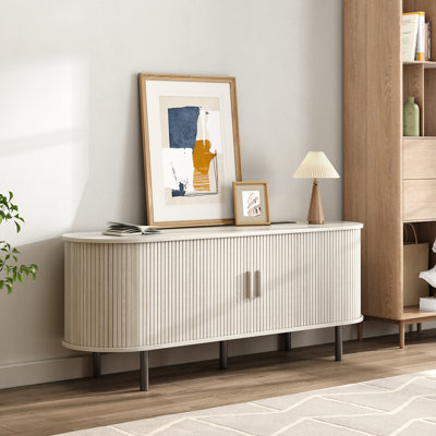 Jalonda Modern Wood TV Stand with Storage and Shelves 
