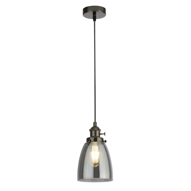 Arienne 1 - Light Bell Pendant, Black/Smoked Grey