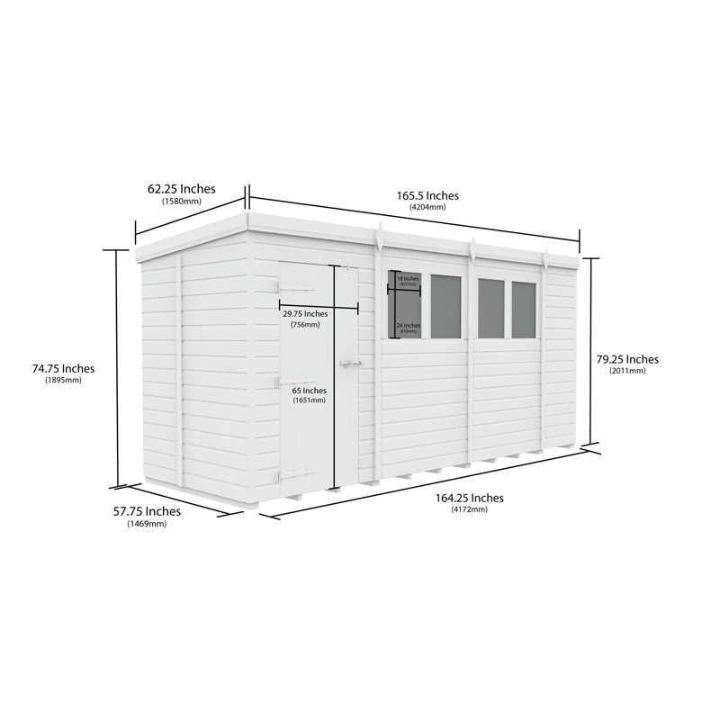14x5 Pent Composite Shed