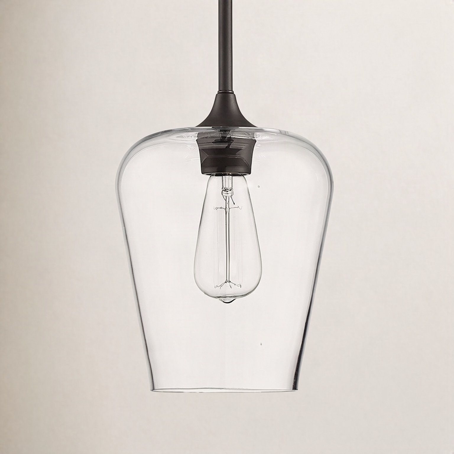 Breena Dimmable Single Light Pendant, Clear, English Bronze