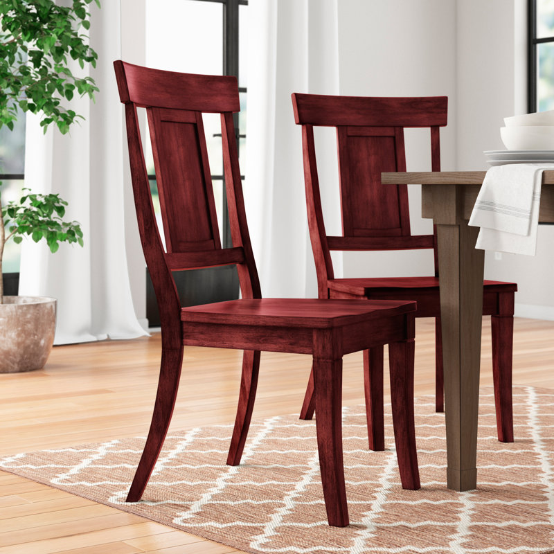 Fortville 17.13'' H Solid Wood Side Chair, Antique Berry