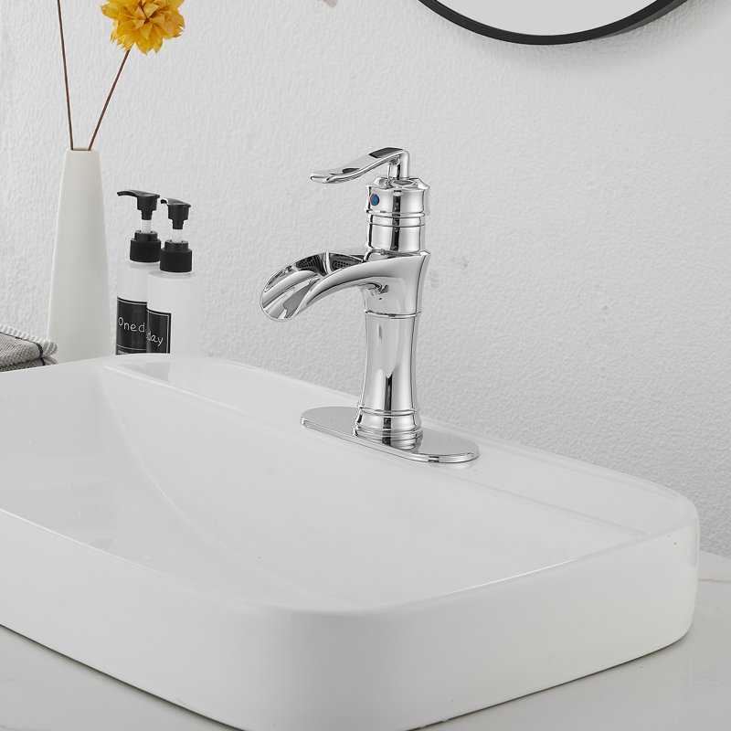 Single-Hole Single-handle Bathroom Faucet with Drain Assembly, Polished Chrome