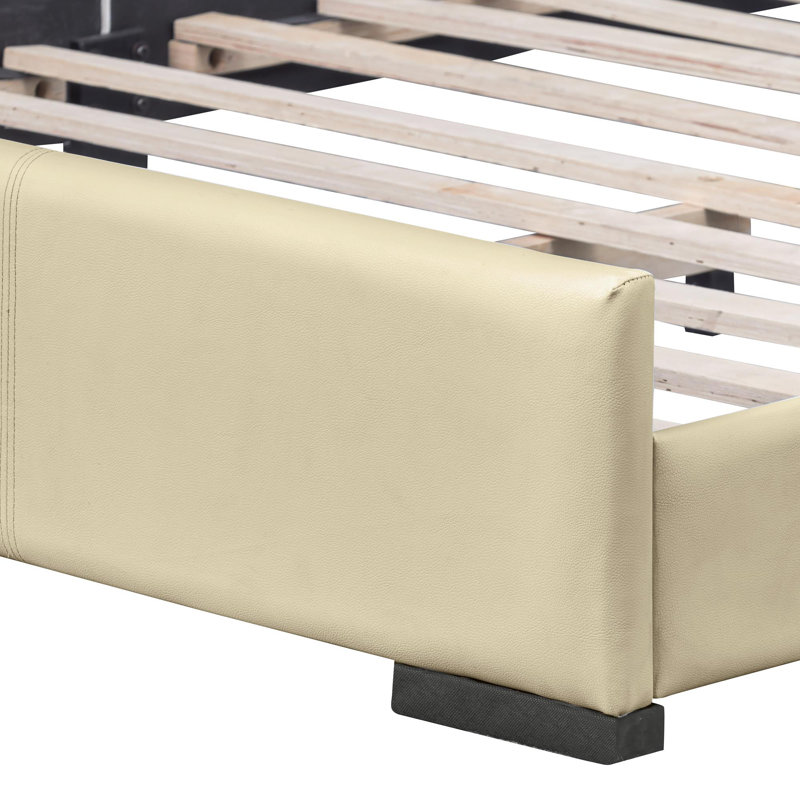 Dumfries (Abbey) Upholstered Platform Bed, King, Beige Faux Leather