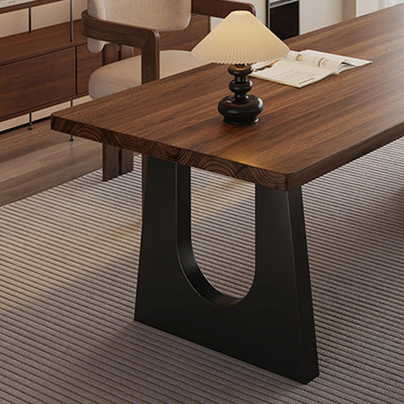 Bureau d'écriture en acier au carbone et bois de noyer épais, 29.52" H x 47.24" W x 23.62" D