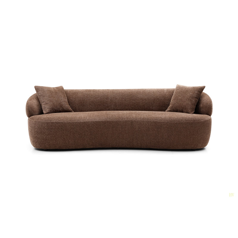 Canapé courbé Mid-Century moderne, canapé 3 places Cloud, Marron foncé
