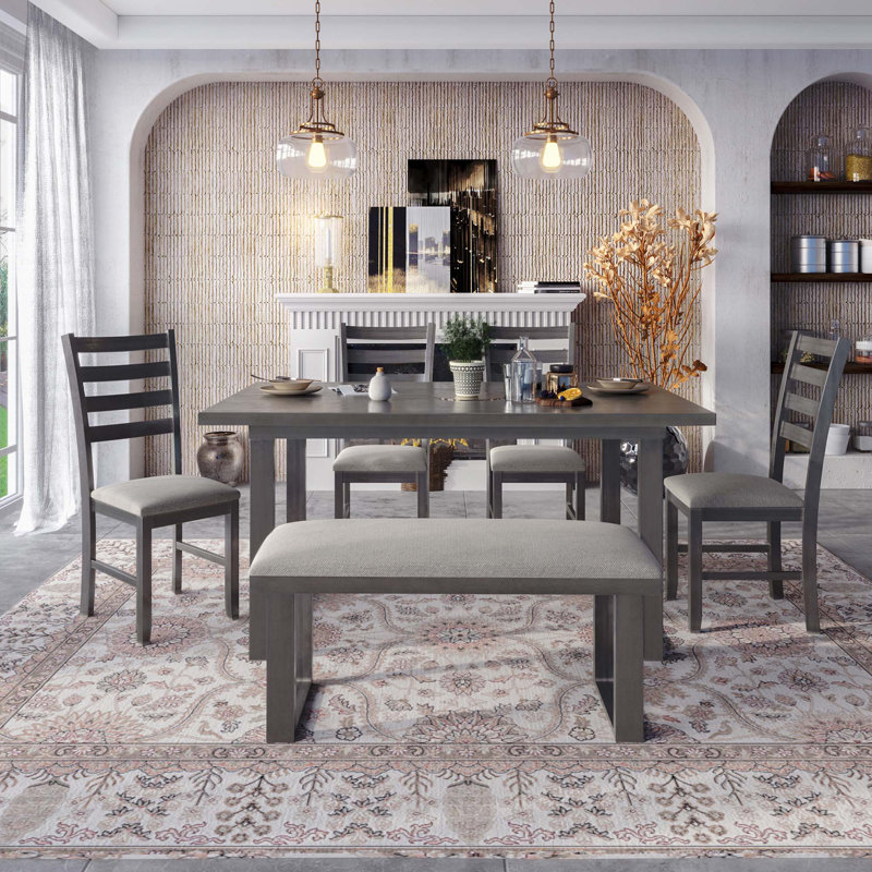 Ensemble de salle à manger en bois massif 6 pièces Family Furniture