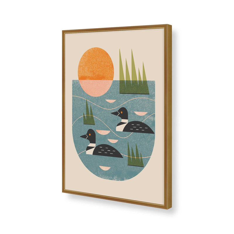 «Loon Lake» par Renea L Thull, reproduction d'art sur toile, H 40 po x l 30 po, Doré