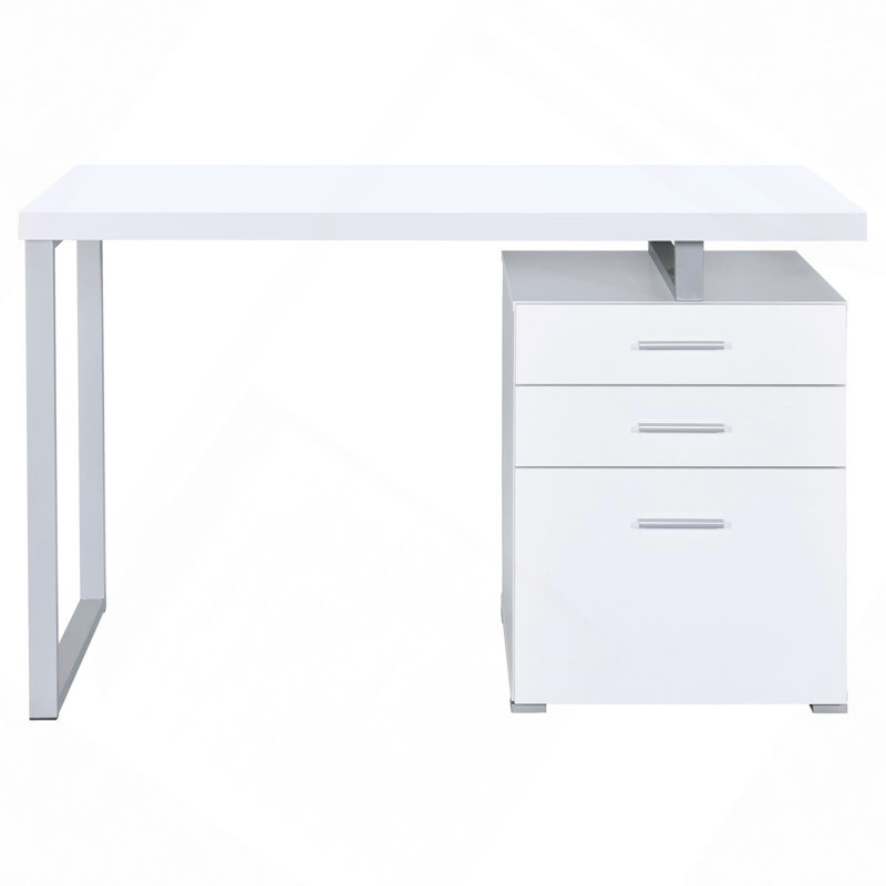 Babken Computer Desk, White/Silver