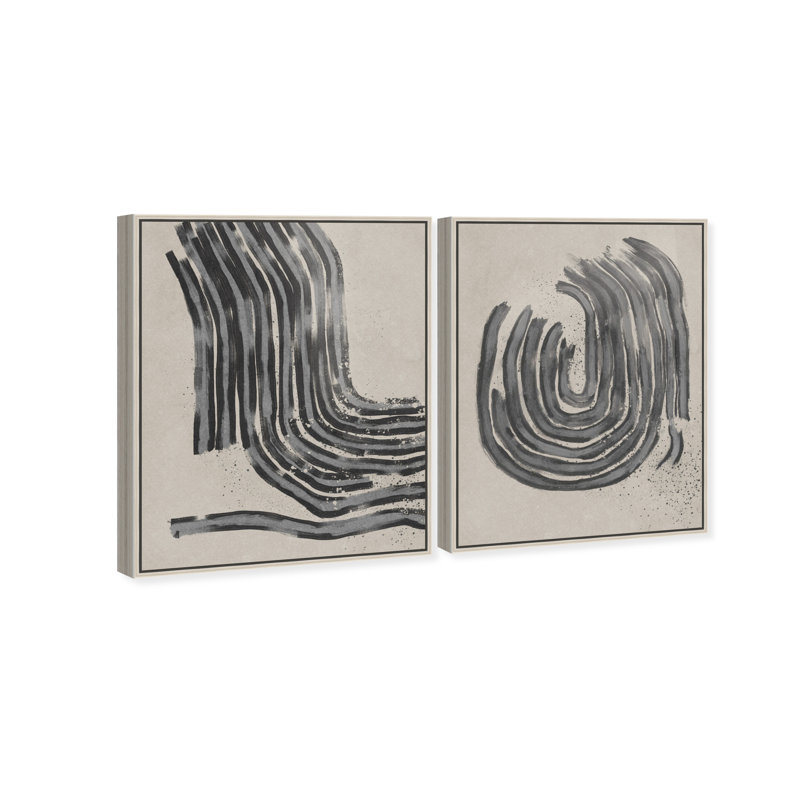 Two Spaces Set Set by Oliver Gal, 31"H x 37"W, Silver Floater Frame
