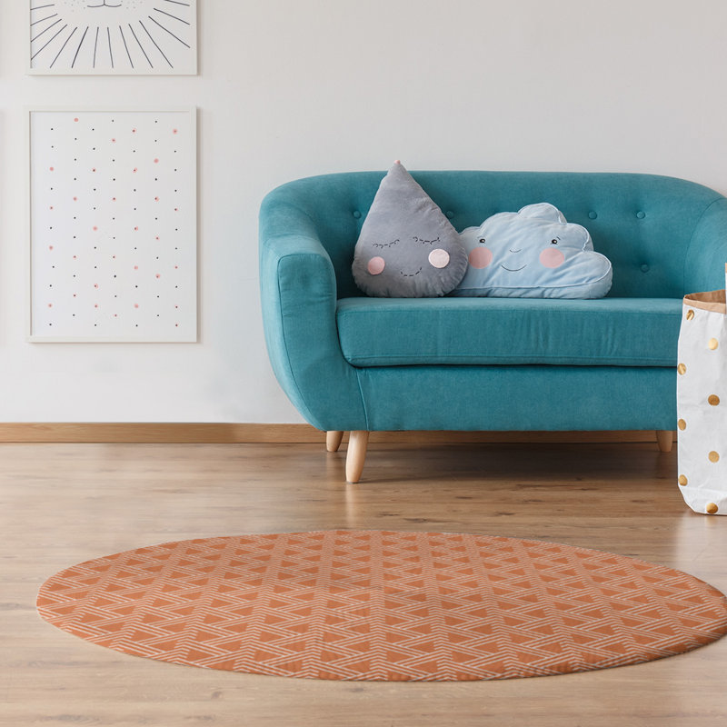 Chenille Geometric Indoor Rug, Round 5'