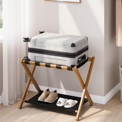 Walnut Bamboo Suitcase Stand