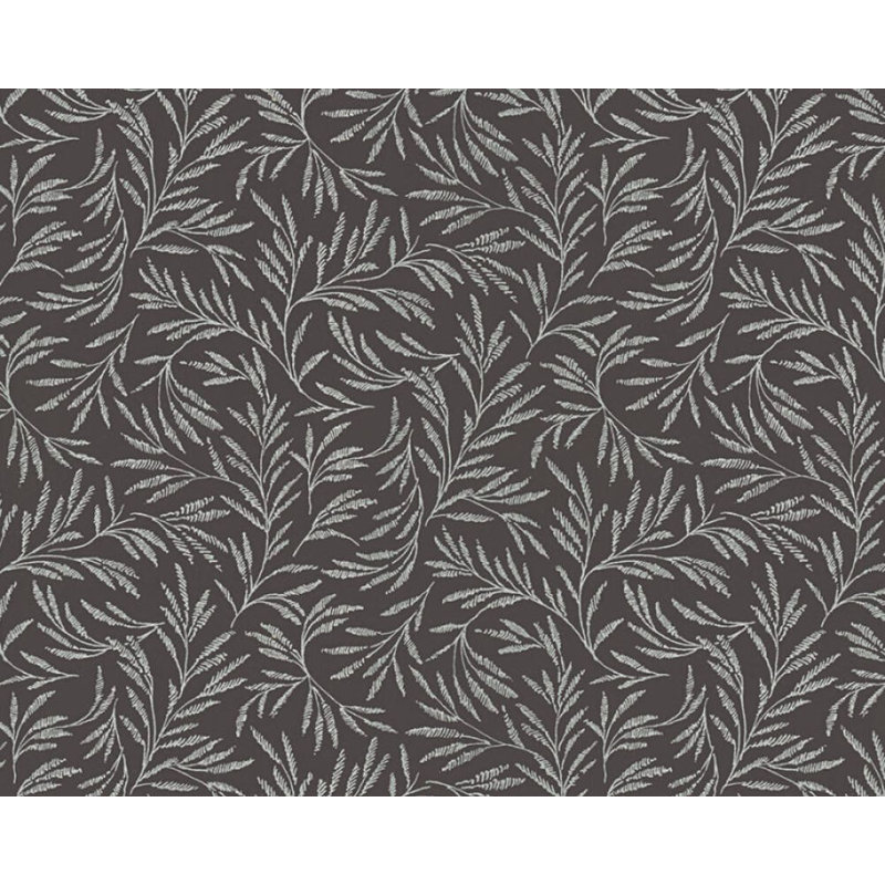 Papier peint moderne Concord Walldingings avec feuilles flottantes, Noir / gris