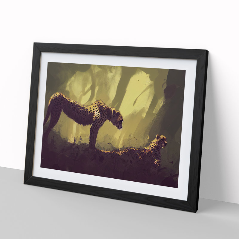 Two Cheetahs - Framed Print, Black, 46cm H x 64cm W x 2cm D