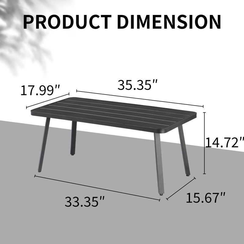 Black Steel Rectangle Patio Coffee Table