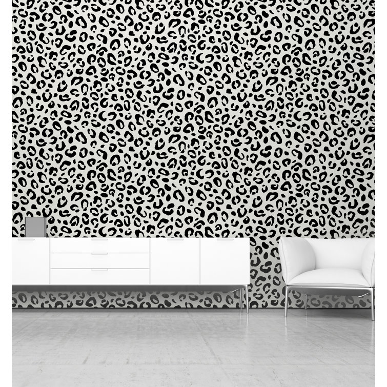 Black & White Leopard Print Wallpaper Mural