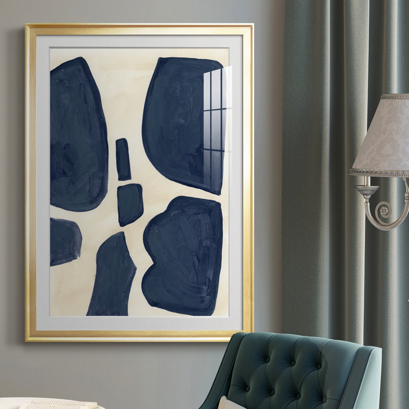 Bleu pièces II - reproduction de cadre photo, Or, H 42,5 po x l 30,5 po x P 1 po