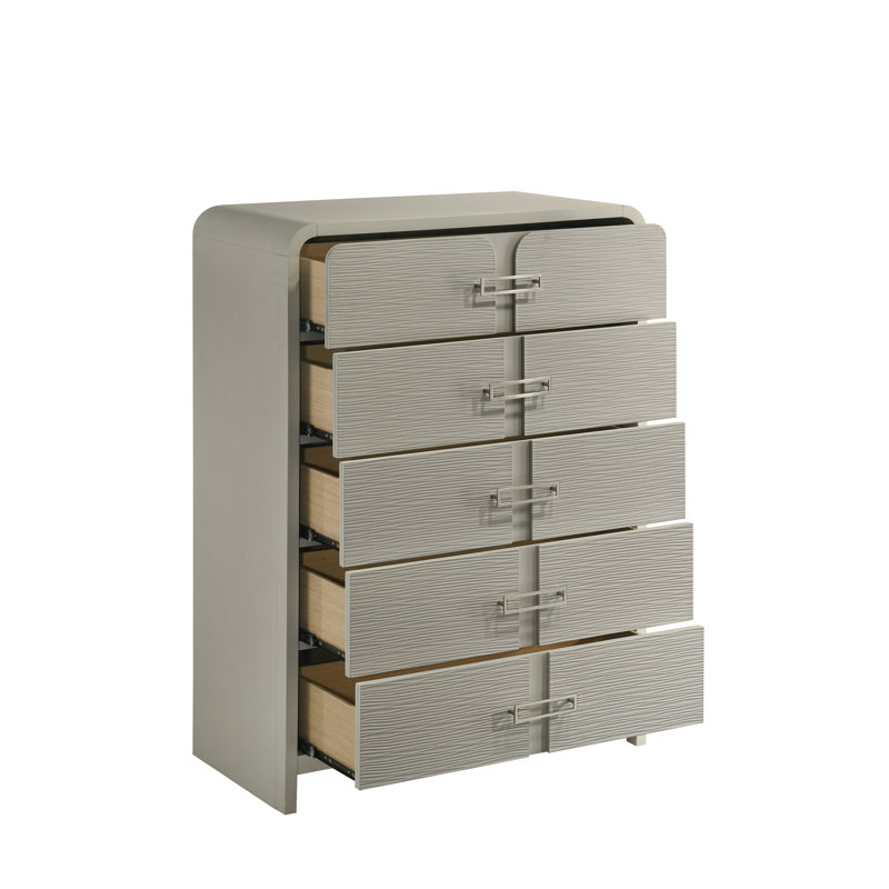 Velora 5‑Drawer Tall Storage Chest with Wavefront Design
